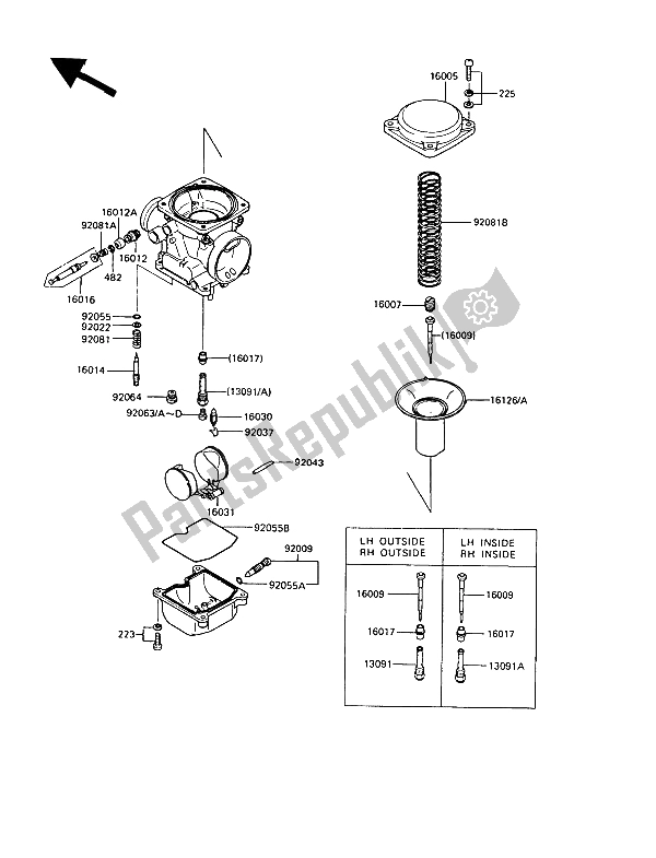 Todas las partes para Partes Del Carburador de Kawasaki GT 550 1989