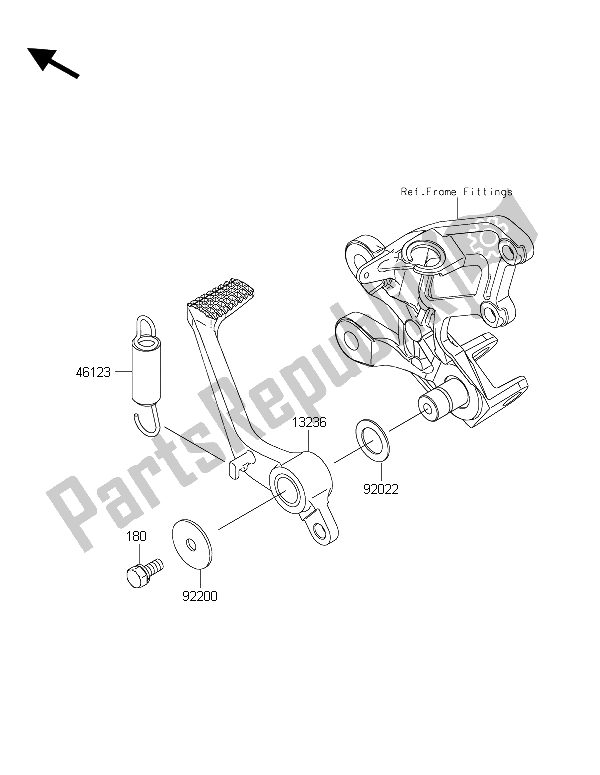 All parts for the Brake Pedal of the Kawasaki ZZR 1400 ABS 2015