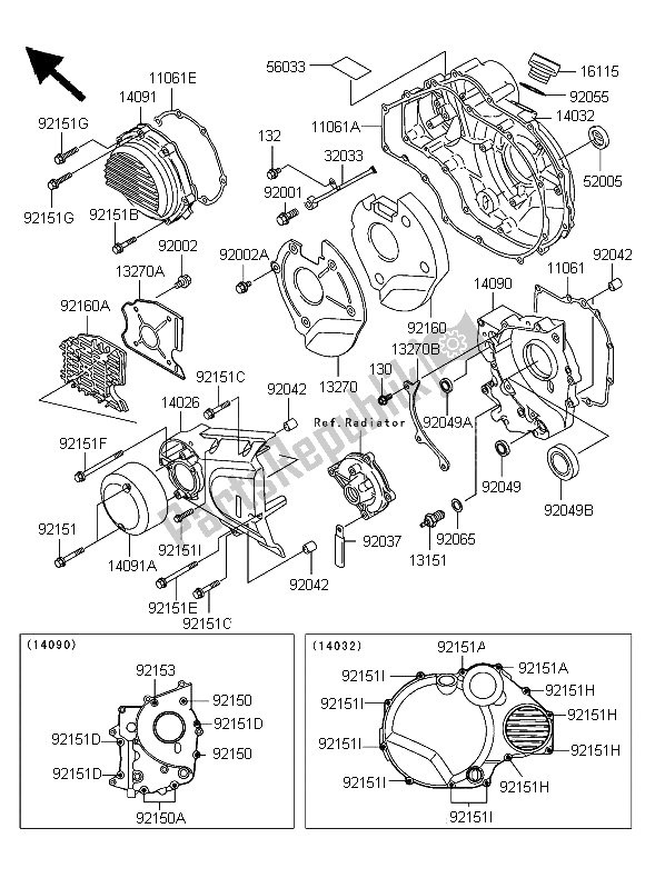 All parts for the Engine Cover of the Kawasaki ZRX 1200R 2006