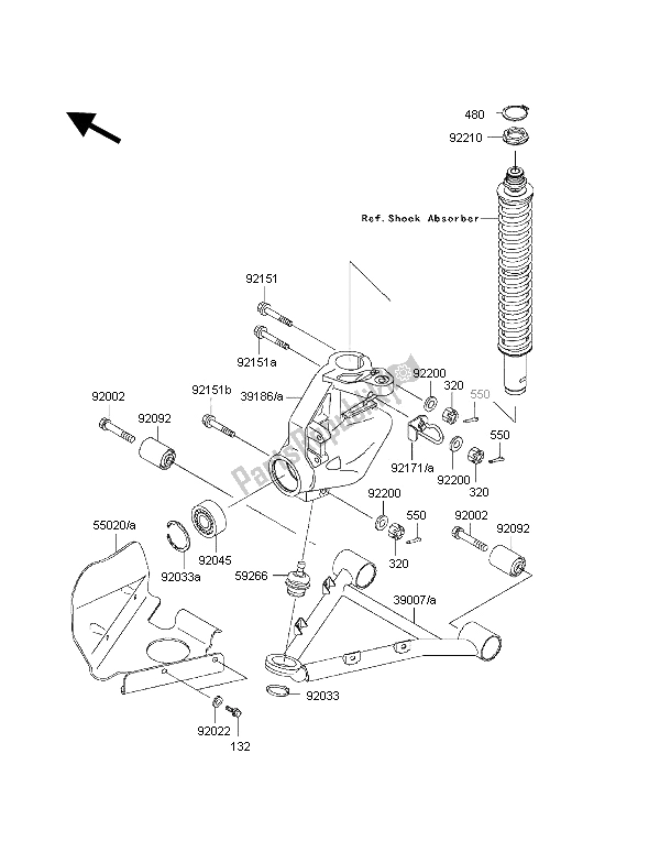 Toutes les pièces pour le Suspension du Kawasaki KVF 400 4X4 2002