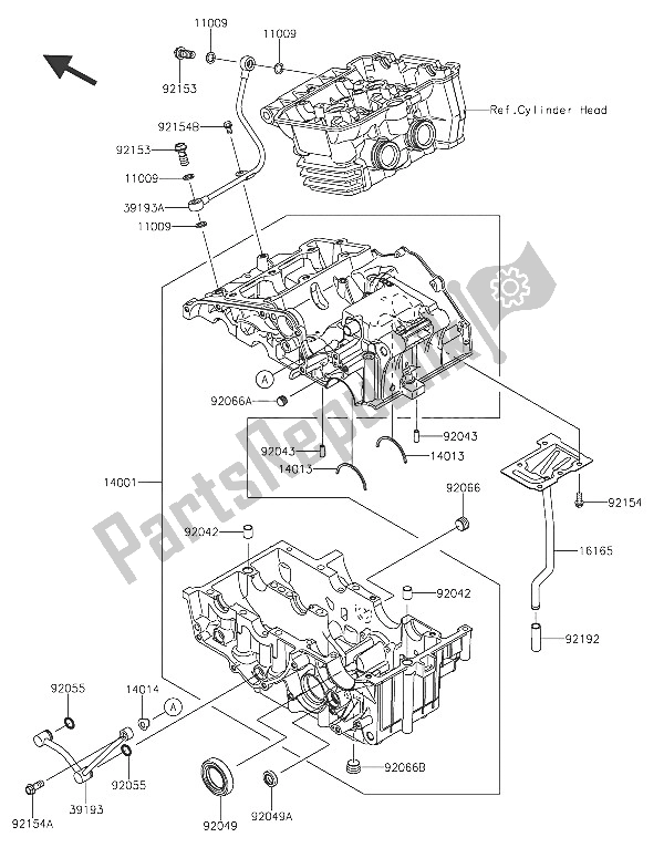 Todas las partes para Caja Del Cigüeñal de Kawasaki Z 300 2016