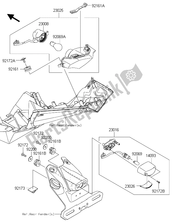 Tutte le parti per il Luci Posteriori) del Kawasaki Ninja 250 SL ABS 2015