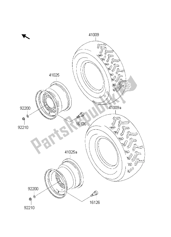 Toutes les pièces pour le Roues Et Pneus du Kawasaki KVF 360 Prairie 4X4 2003