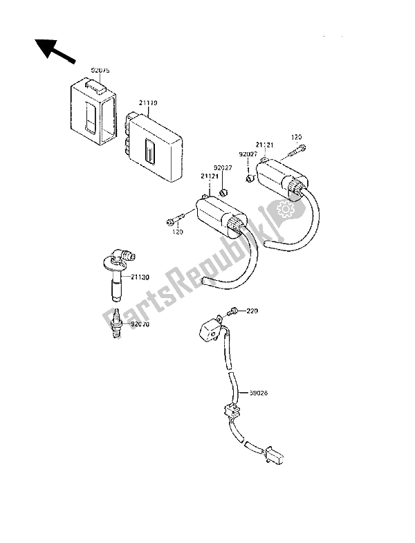 Tutte le parti per il Sistema Di Accensione del Kawasaki GPX 250R 1989