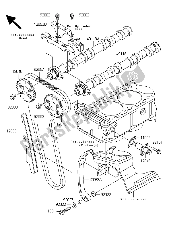 All parts for the Camshaft & Tensioner of the Kawasaki ZRX 1200R 2006