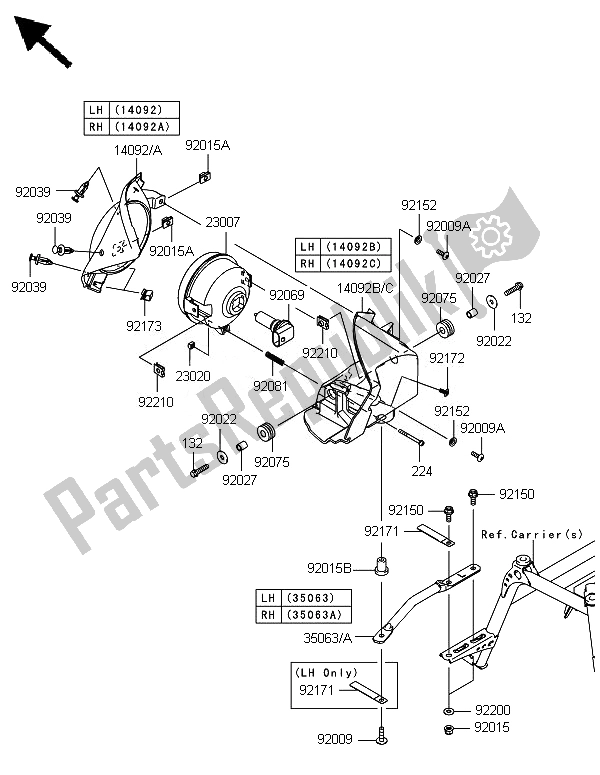 All parts for the Headlight(s) of the Kawasaki Brute Force 750 4X4I Epsgef 2014