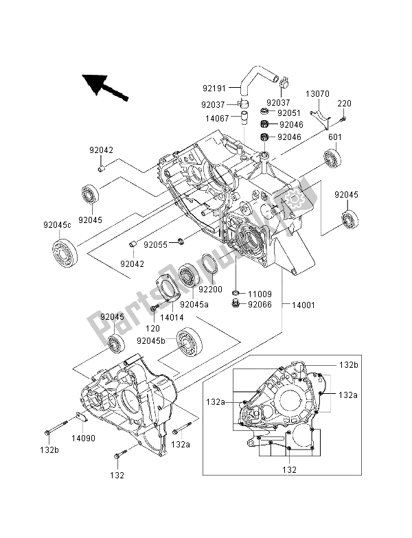 Todas as partes de Bloco Do Motor do Kawasaki KVF 400 4X4 2000