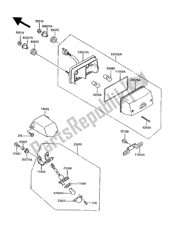 Todas las partes para Luces Traseras) de Kawasaki 1000 GTR 1992