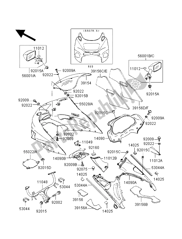 Wszystkie części do Os? Ona Kawasaki ZZ R 1100 1998