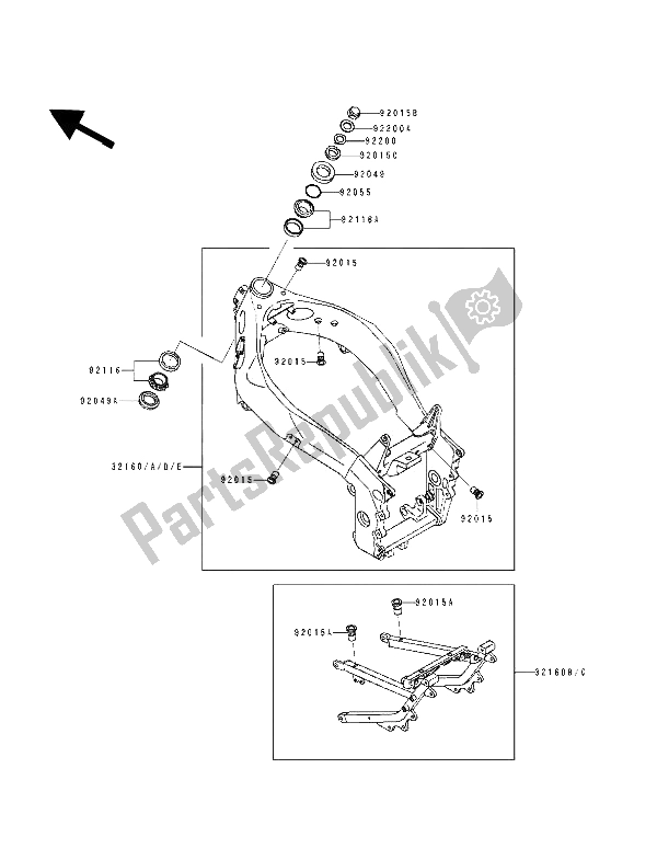 Todas as partes de Quadro, Armação do Kawasaki ZXR 750 1993