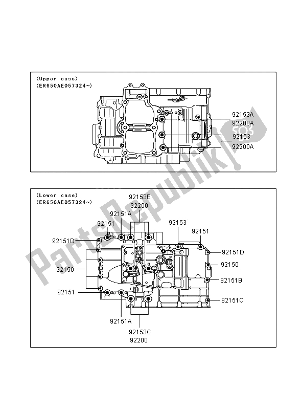 All parts for the Crankcase Bolt Pattern of the Kawasaki ER 6N 650 2008