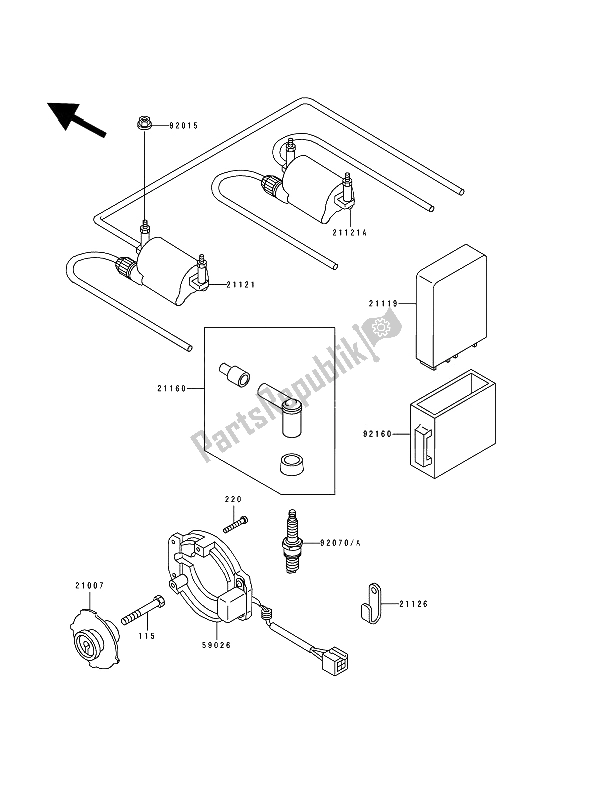 All parts for the Ignition System of the Kawasaki Zephyr 550 1991