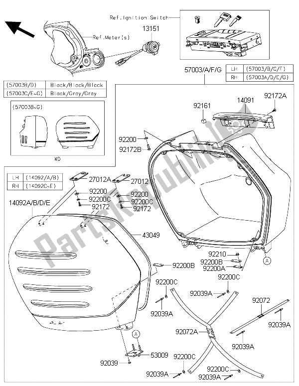 All parts for the Saddlebags of the Kawasaki 1400 GTR ABS 2016