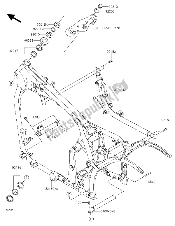 All parts for the Frame of the Kawasaki VN 900 Custom 2015