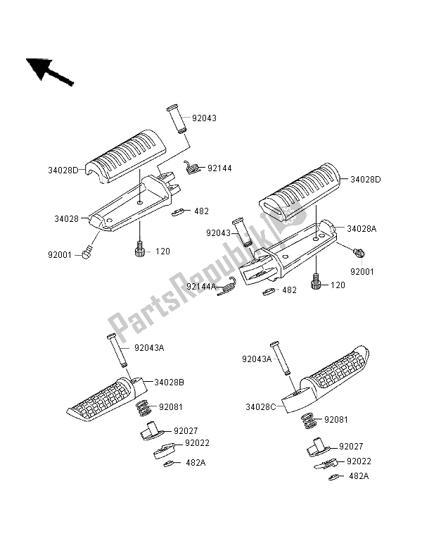 Tutte le parti per il Poggiapiedi del Kawasaki Ninja ZX 9R 900 1996