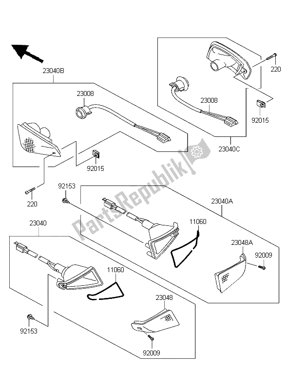 Wszystkie części do Kierunkowskazy Kawasaki ZZR 600 2004