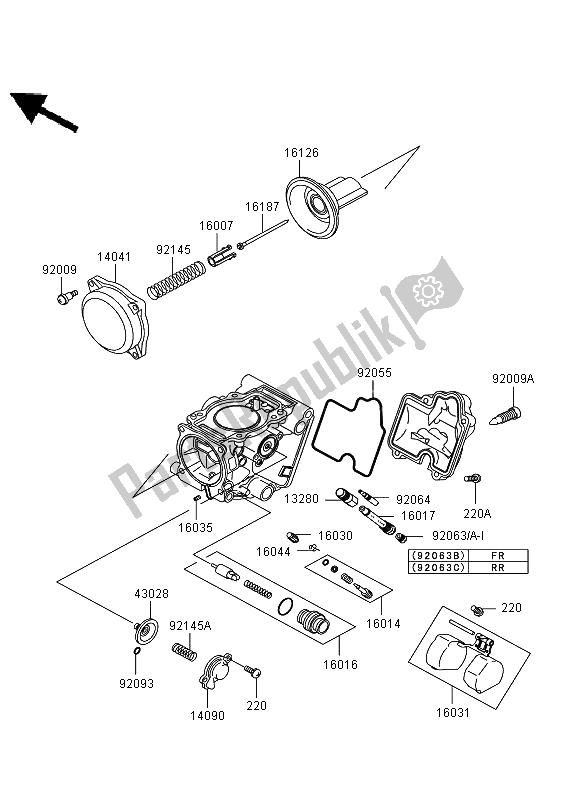 Toutes les pièces pour le Pièces De Carburateur du Kawasaki KVF 650 4X4 2009