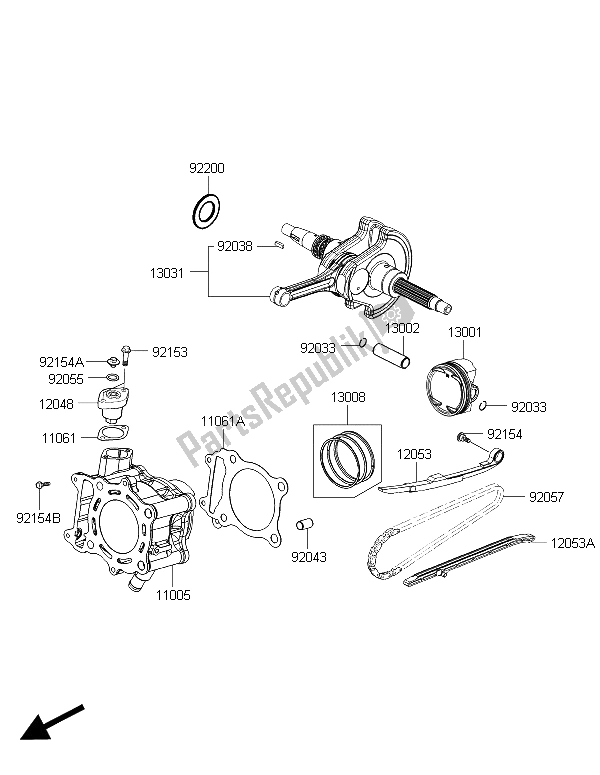 All parts for the Cylinder & Piston(s) of the Kawasaki J 300 2015