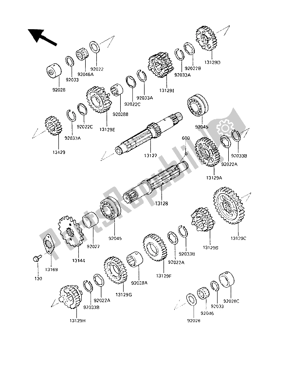 Toutes les pièces pour le Transmission du Kawasaki GPZ 600R 1989