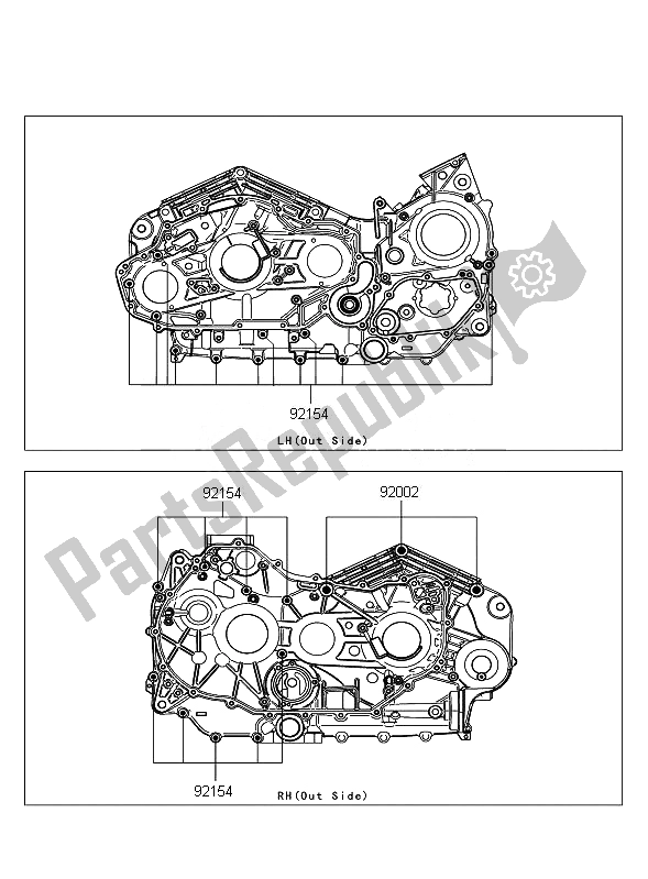 Tutte le parti per il Modello Del Bullone Del Basamento del Kawasaki VN 1700 Classic ABS 2011