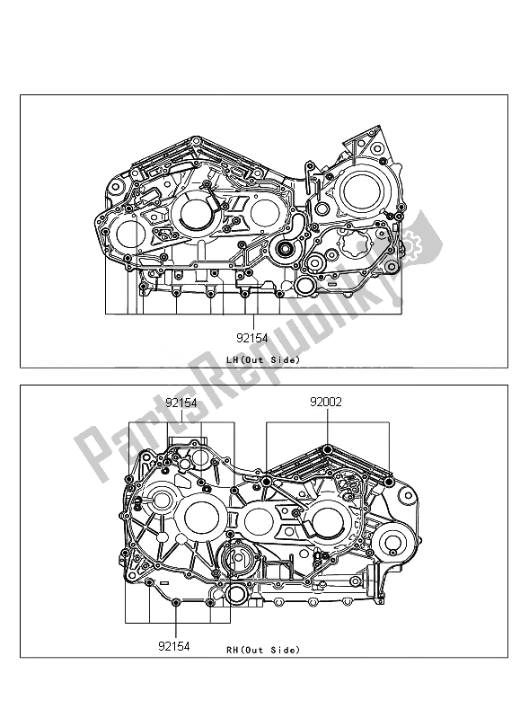 All parts for the Crankcase Bolt Pattern of the Kawasaki VN 1700 Classic ABS 2011