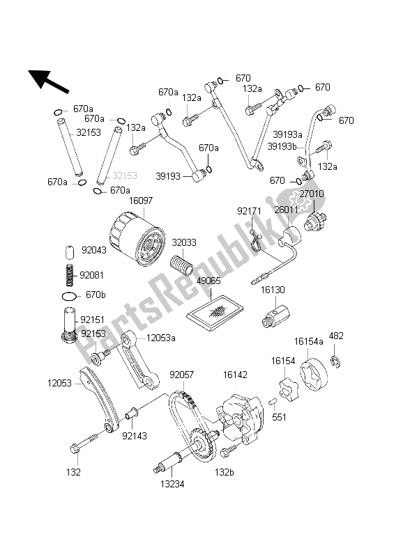 All parts for the Oil Pump & Oil Filter of the Kawasaki KVF 650 Prairie 2002