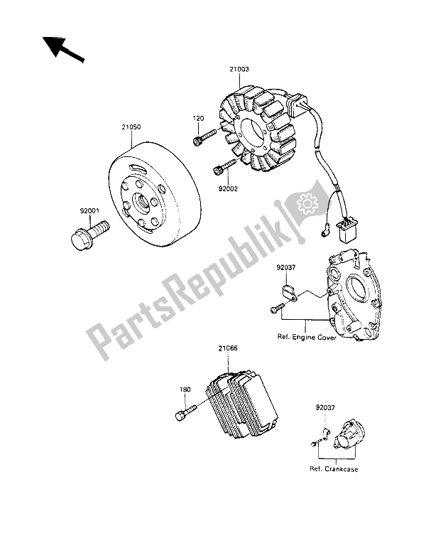 All parts for the Generator of the Kawasaki GPX 600R 1988