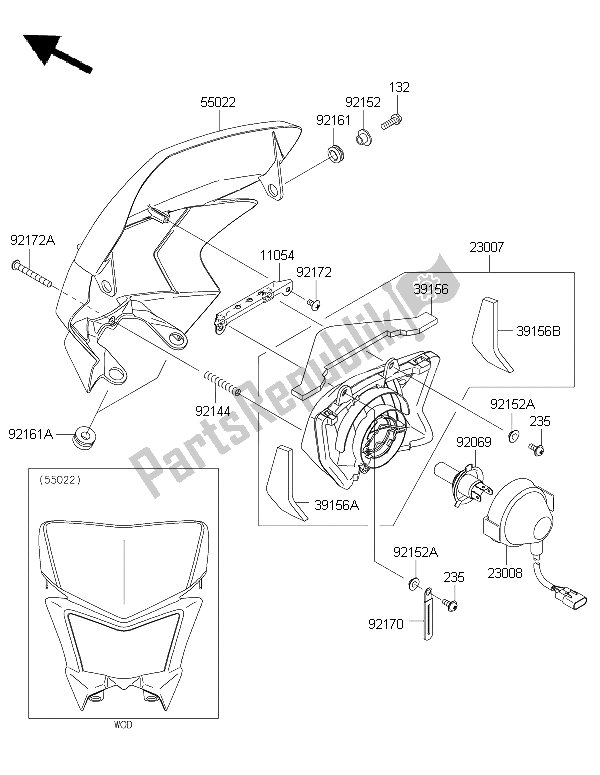 Tutte le parti per il Faro del Kawasaki KLX 450R 2015