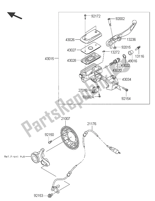 All parts for the Front Master Cylinder of the Kawasaki Vulcan 1700 Voyager ABS 2016