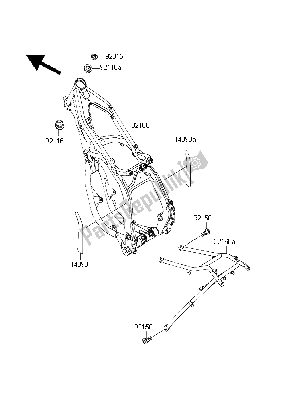 Todas las partes para Marco de Kawasaki KX 125 1995