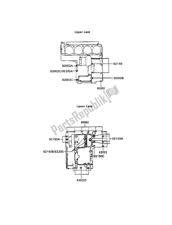 All parts for the Crankcase Bolt Pattern of the Kawasaki ZZ R 1100 1990