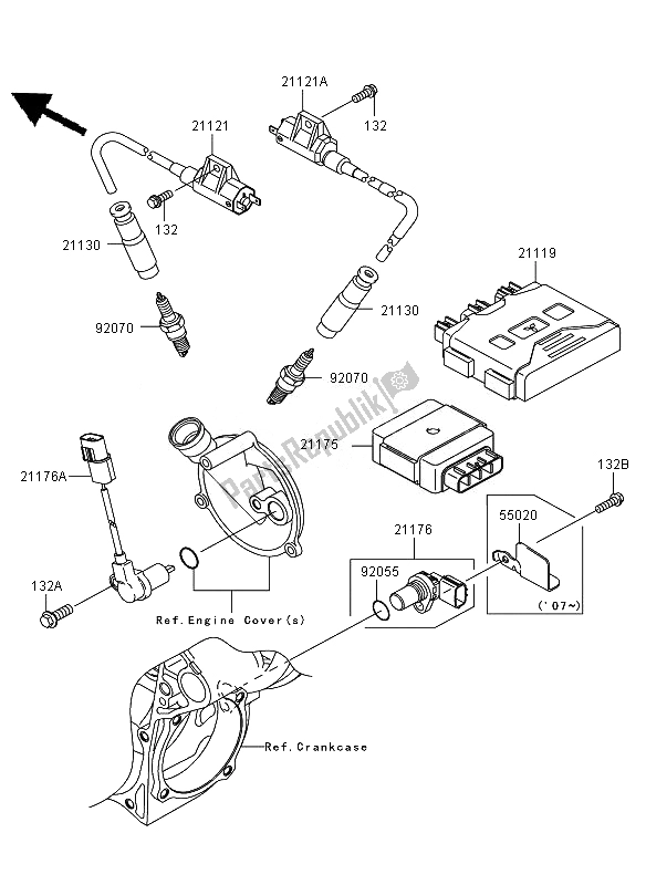 All parts for the Ignition System of the Kawasaki KVF 650 4X4 2007