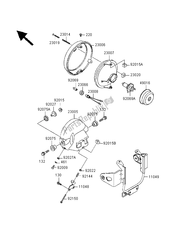 Alle onderdelen voor de Koplamp van de Kawasaki ER 500 1999