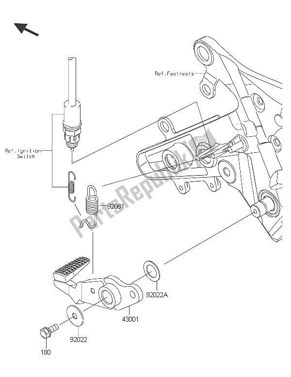 All parts for the Brake Pedal of the Kawasaki ER 6N 650 2016