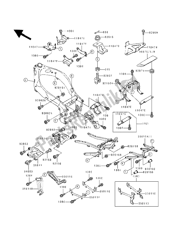 Todas las partes para Soporte Electro de Kawasaki ZXR 750 1991