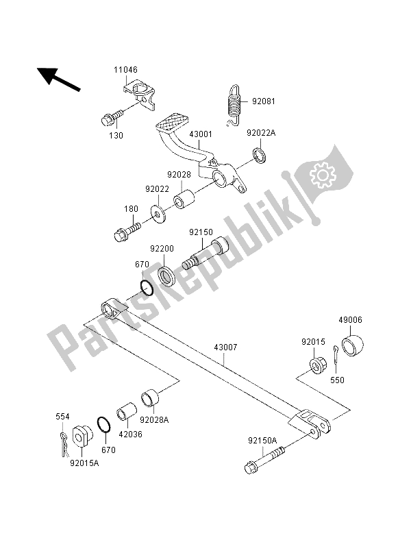 All parts for the Brake Pedal of the Kawasaki ZZ R 1100 1998