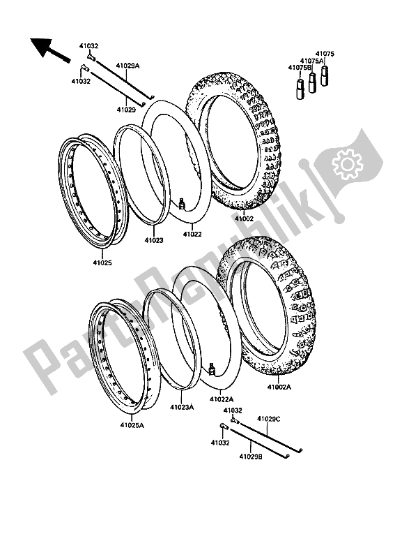 All parts for the Tires of the Kawasaki KLR 500 1989