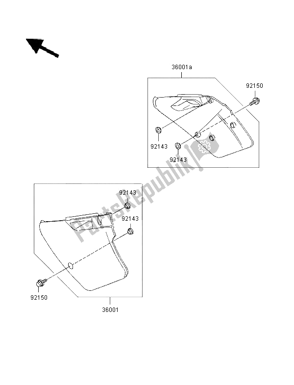 All parts for the Side Covers of the Kawasaki KX 250 1996