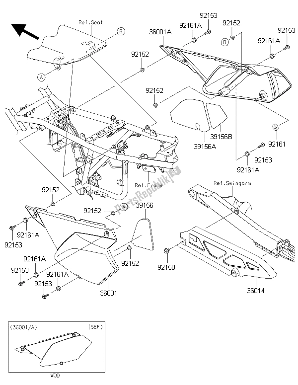 All parts for the Side Covers & Chain Covers of the Kawasaki KLX 250 2015