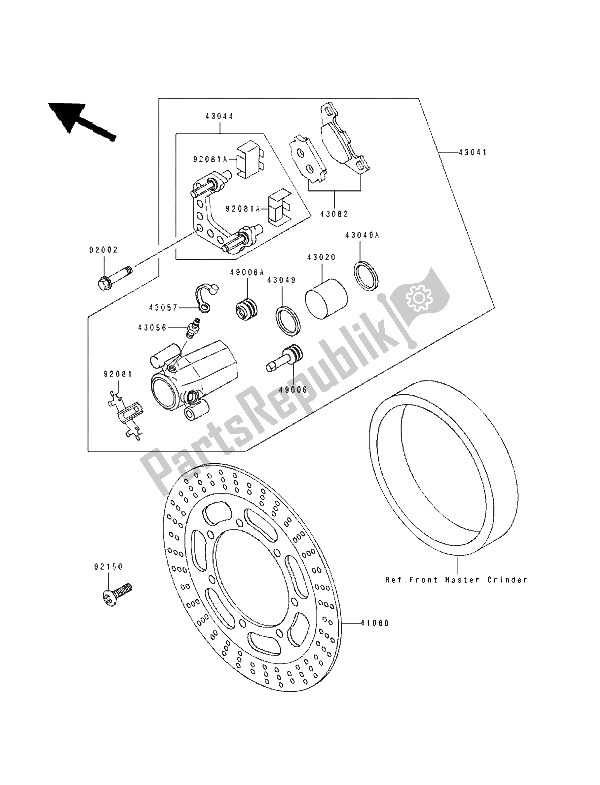 All parts for the Front Brake of the Kawasaki EN 500 1994