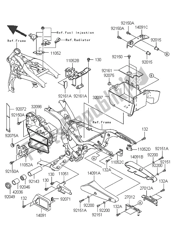 All parts for the Frame Fittings of the Kawasaki VN 1600 Mean Streak 2005