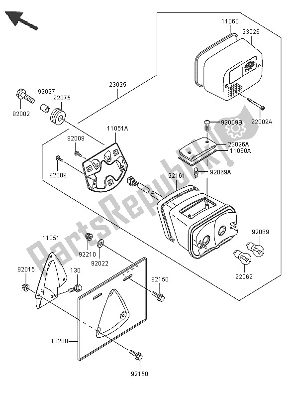 All parts for the Taillight of the Kawasaki VN 800 Classic 2005