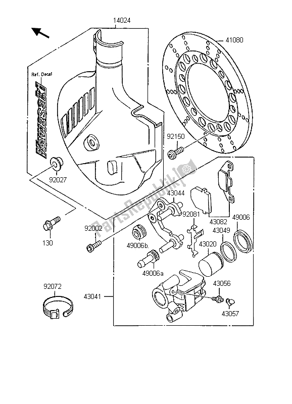 Tutte le parti per il Freno Anteriore del Kawasaki KMX 125 1998