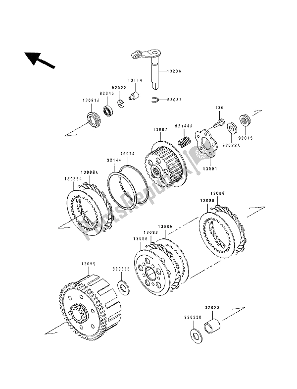 Todas as partes de Embreagem do Kawasaki KX 80 SW LW 1991