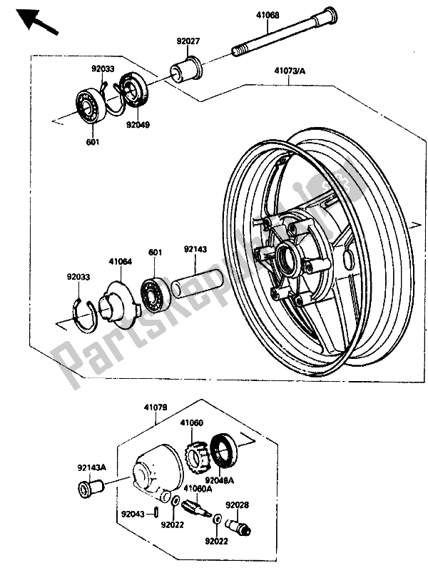 Todas las partes para Buje Delantero de Kawasaki ZX 10 1000 1990