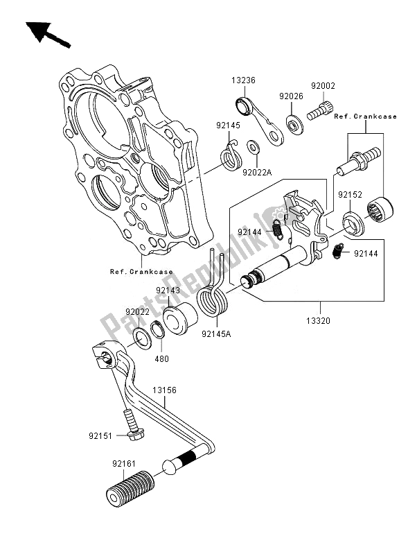 All parts for the Gear Change Mechanism of the Kawasaki ER 6F ABS 650 2007
