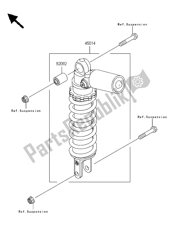 All parts for the Shock Absorber of the Kawasaki Ninja ZX 12R 1200 2006