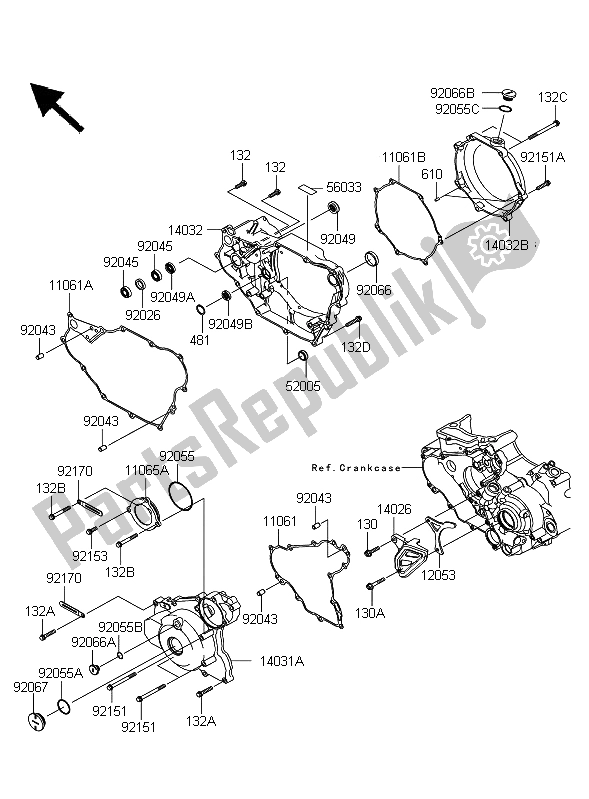 All parts for the Engine Covers of the Kawasaki KFX 450R 2011