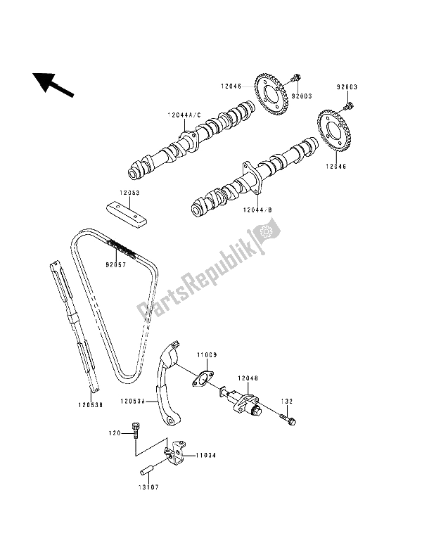 All parts for the Camshaft(s) & Tensioner of the Kawasaki ZZ R 600 1993