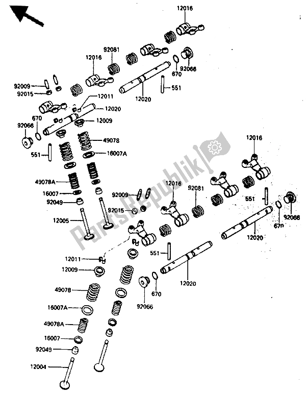 Todas as partes de Válvula do Kawasaki GPZ 600R 1986